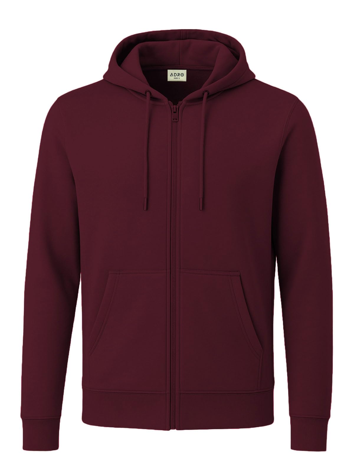 ADRO Mens Cotton Neck Hooded Sweatshirt (ZH24-PLN-MR_Maroon