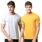 Pinkmint Combo T-Shirt for Men Cotton Blend Casual Half Sleeve T-Shirt l Active wear l Regular Home T-Shirt (Pack of 2) White-Ye