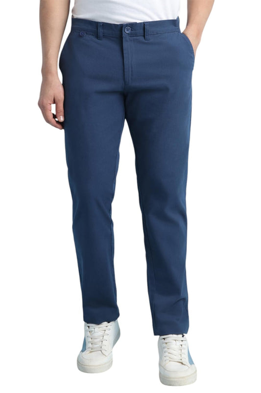 Dennis Lingo Men Straight fit Cotton Chinos Blue