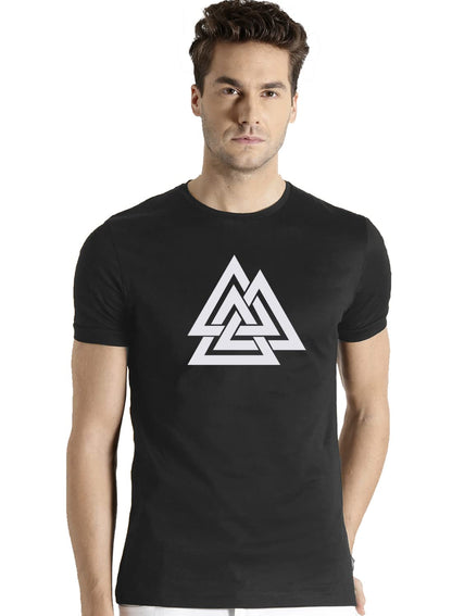 ADRO Triangle Mens Printed T-Shirt (RNR-M-TKT-BL_Black)
