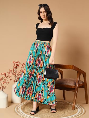 Kzully Crepe Western Skirt Green