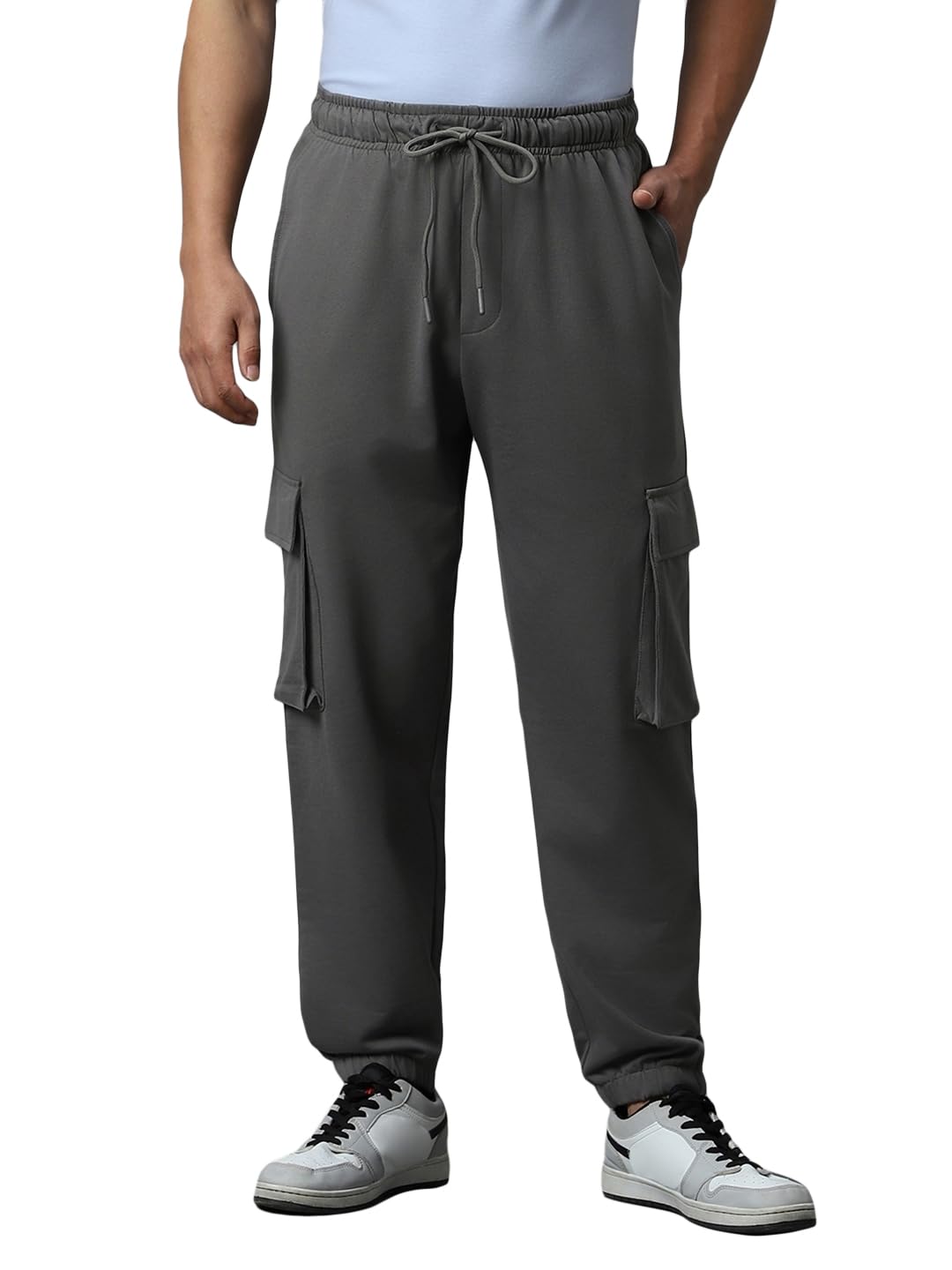 Bewakoof Air 1.0 Mens Solid Mid Rise Oversized Joggers_604216_Grey_XL