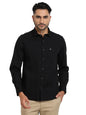 Turtle Men 100% Cotton Black Self Design Slim Fit Casual Shirt