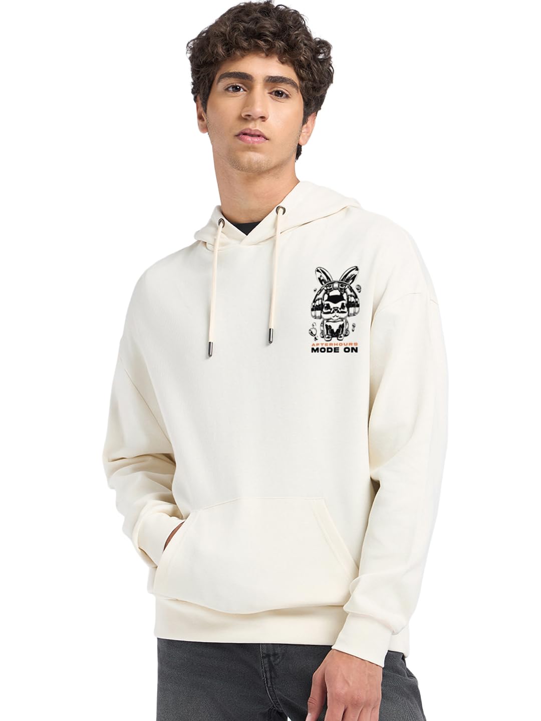 Bewakoof Heavy Duty 1.0 Mens Graphic Printed Oversized Fit Full Sleeve Fleece Hoodies_1500948_Beige_XL