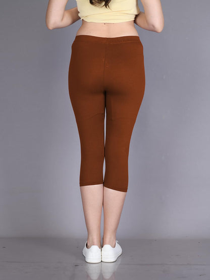 Lyra Women Solid Premium Cotton Capri