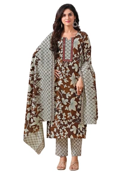 Varanga floral printed Kurta with mirror detailing paired with printed trouser and dupatta.