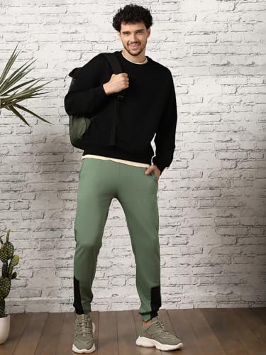 Nobero MenS Cotton Blend Crew Neck Oversized Sweatshirt (1M-Twss-R0005_Black)