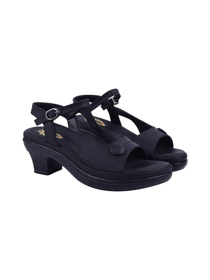 Shoetopia Orthopedic Comfortable Doctor Sole Black Sandals For Women & Girls
