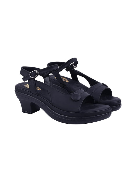 Shoetopia Orthopedic Comfortable Doctor Sole Black Sandals For Women & Girls