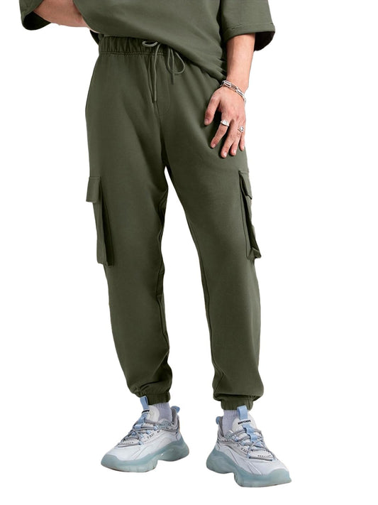 Bewakoof Mens Low Rise Air 1.0 Solid Oversized Joggers_552881_Green_L