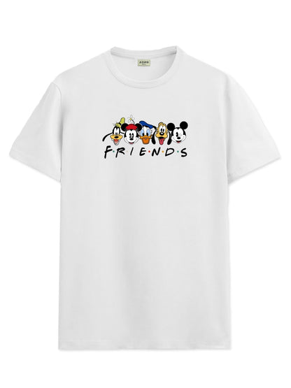 ADRO T Shirts for Boys & Girls | Friends Printed T-Shirt | Ages 3-14 | 100% Cotton Round Neck Tshirt for Boys |KRN-L2-FRIEND-WH-