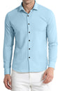 Finivo Fashion MenS Cotton Casual Plain Button Down Shirts Long Sleeve Textured Summer Beach Shirt For Men Sky Blue