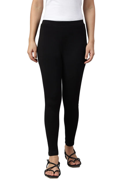 W for Woman Black Knitted Cotton Lycra Tights