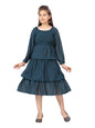 Aarika Girl's Georgette Skater Knee-Length Dress (MD-A-22531_D Green_34)
