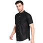 Mildin MenS Cotton Blend Solid Shirt With Spread Collared Half Sleeve Curved Hemline Button Closure Regular Fit And One Pocket