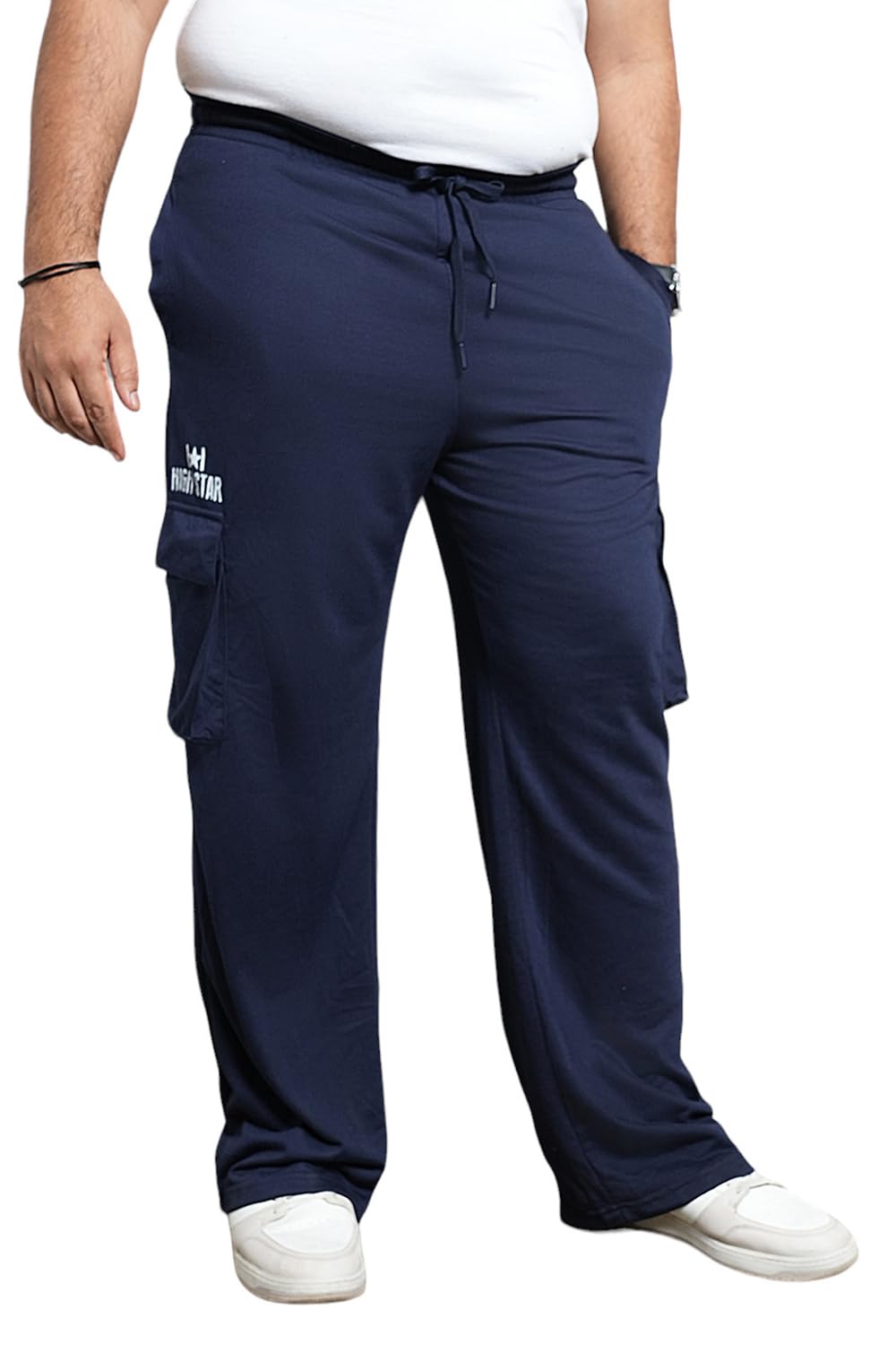 High Star Men Plus Size Regular Fit Stretchable Joggers Trackpants 3 Blue
