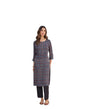 Fabindia Women's Indigo Viscose Blend Printed Regular Fit Long Kurta