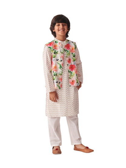 Pspeaches Boys Printed Regular Kurta With Pyjamas (10-12Years)