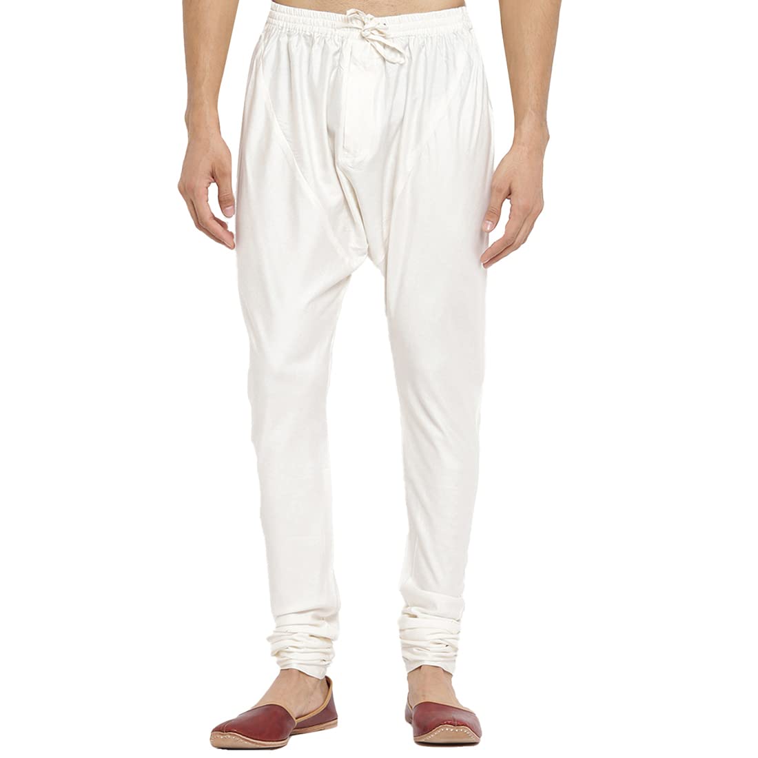 Fabindia Men Silk Regular Fit Regular Churidar Viscose_L Off White