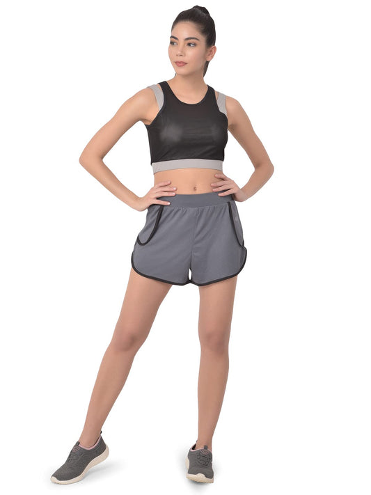 Clovia Womens Activewear Sports Shorts (AB0068P05_Grey_M)