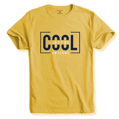ADRO Just Be Cool Design Printed T-Shirts for Men & Women (RNR-S35-JBA-LY_Light Yellow)