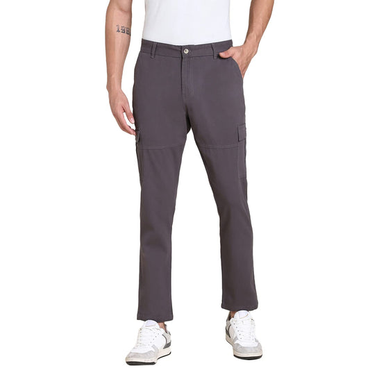 Dennis Lingo Mens Slim Fit Multi-Pocket Stretchable Cargo Trousers Dark Grey