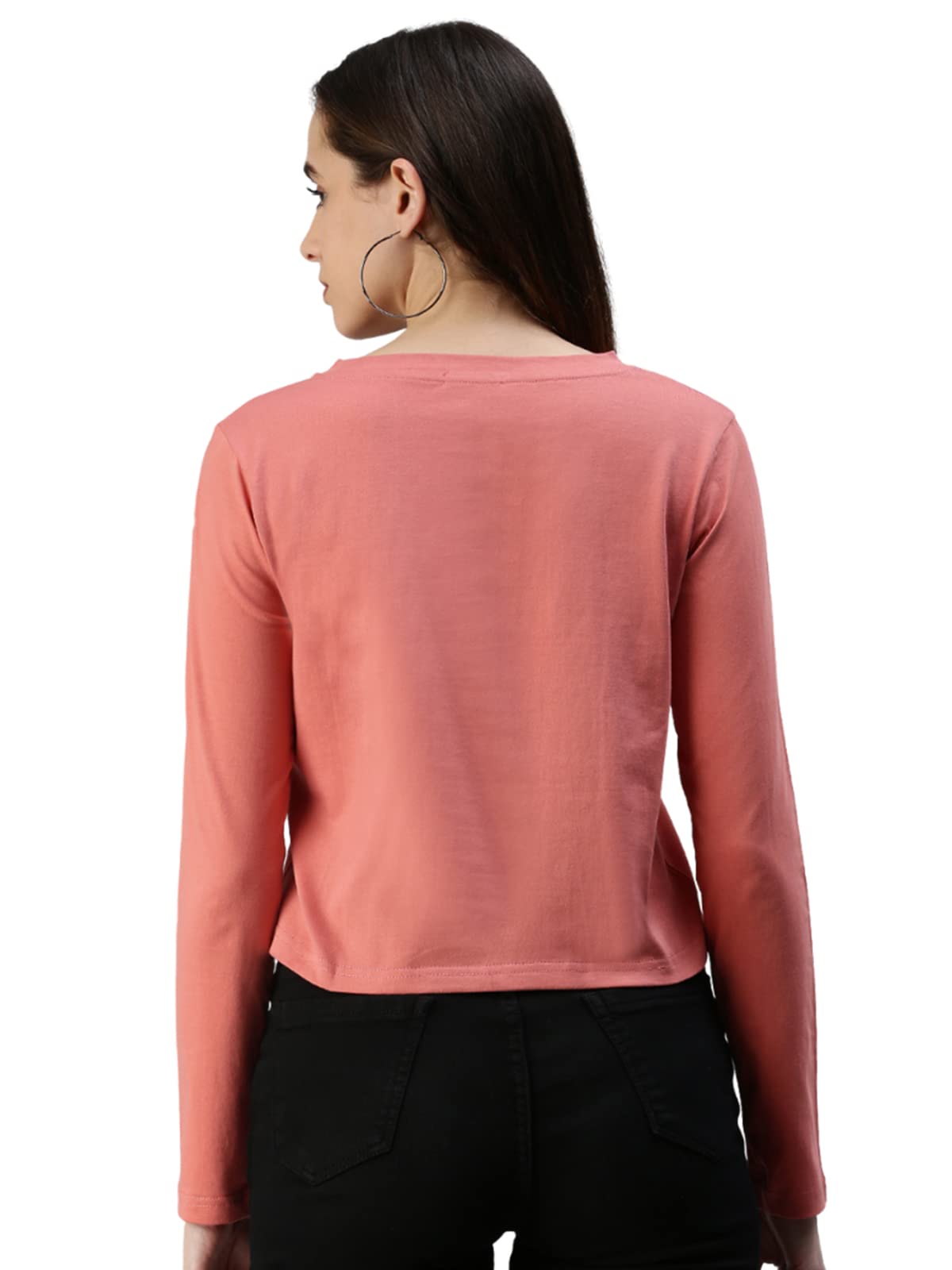 Juneberry Pure Cotton Soap Nut Graphic Forever Printed Full Sleeve Round Neck Crop-Top For Women