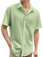Tee Projekt Mens Popcorn Shirt Texture Pattern Mens Casual Shirt Half Sleeves Goa Beach Summer Shirt Mint Green