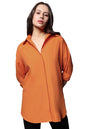High Star WomenS Cotton Solid Oversized Fit Shirt (Hswshs23001_Orange)