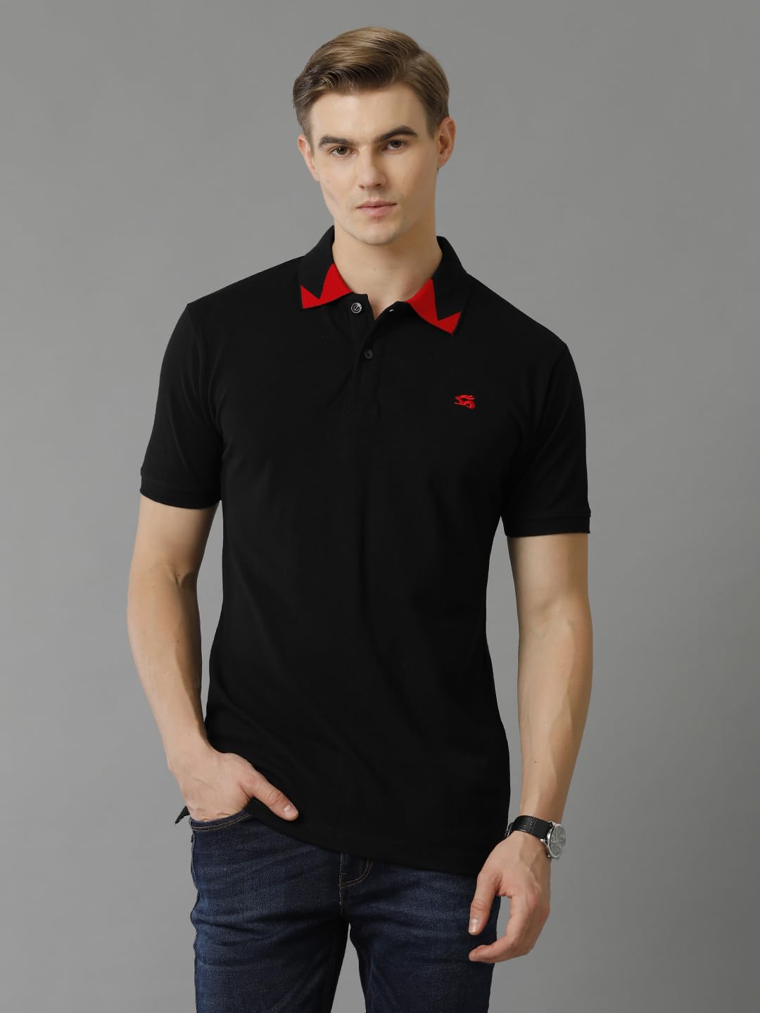 ADRO Premium Cotton Polo for Men (PN23-H-PLN-BL_Black)
