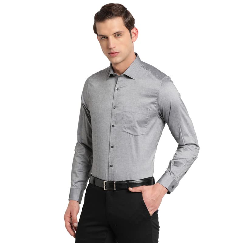 Turtle Men Cotton Solid Slim Fit Formal Shirts Grey
