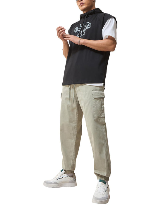 Bewakoof MenS Solid Oversized Cargo Joggar Btm007_609787_Green_28