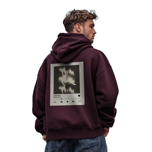 Nobero MenS Cotton Neck Hooded Sweatshirt (1M-Twrh-C0661_Midnight Plum 1