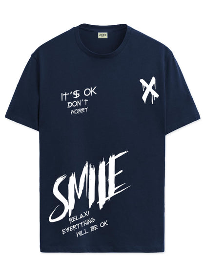 ADRO Mens Smile Printed Cotton T-Shirt_RN24-L2-SMILE-NB
