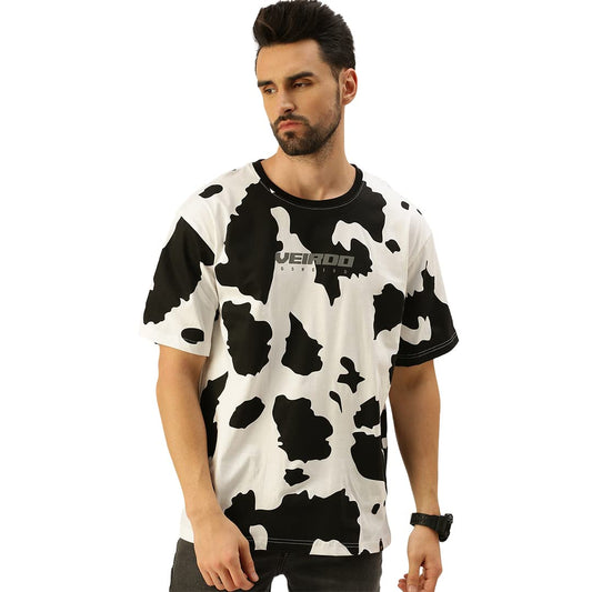 Veirdo Mens Animal Printed Oversize Loose Fit 100% Cotton Round Neck Short Sleeve Unisex T-Shirt