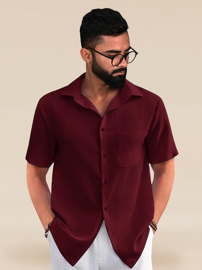 Tee Projekt Textured Shirts for Men || Casual Shirt for Men || Comfortable and Stylish for Every Wardrobe Maroon
