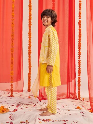 Pspeaches Boys Floral Printed Regular Kurta With Pyjamas (10-12Years)