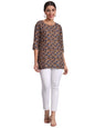 PATLANI Womens Cotton Printed Short Fullstitched Kurti/Kurtas. Grey