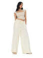 The Souled Store Cotton Linen Pant: Pristine Women and Girls Drawstringed Wide Leg Fit Cotton Linen Pants