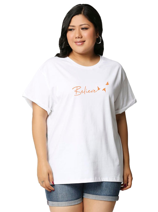 Bewakoof Womens Cotton Graphic Printed Plus Size Boyfriend Relaxed Fit T-Shirt_625706_White_4XL