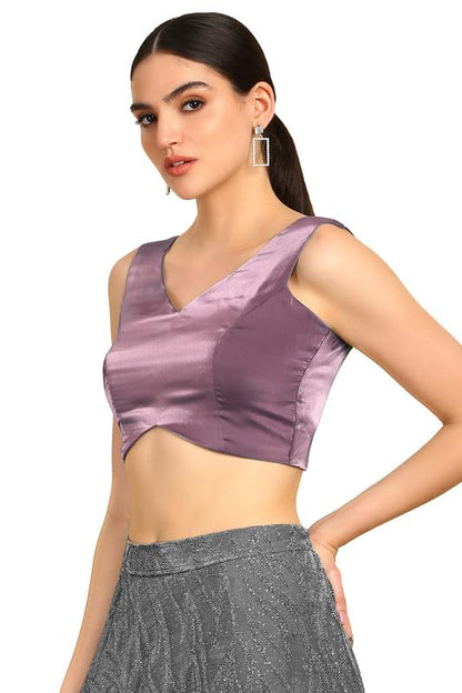 Soch Womens Purple V-Neck Princess Line Tissue Padded Blouse