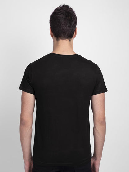 Bewakoof MenS Graphic Print Regular Fit Half Sleeve Round Neck Cotton T-Shirt Black