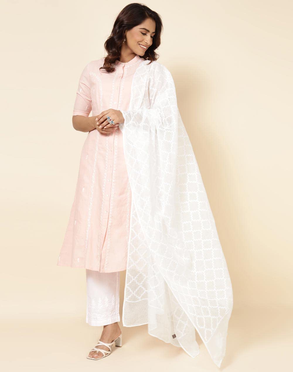 Fabindia Natural Cotton Silk Blend Dupatta | Free Size | Regular Length | Spring | 2.5m x 92cm (L x W)