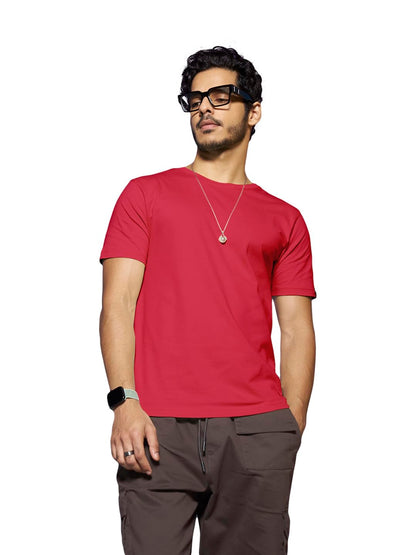 Bewakoof Mens Solid 100% Cotton T-Shirt - Regular Fit, Round Neck, Half Sleeves