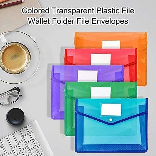 Fedus Document Holder Envelope Folder,File Storage Bag Withsnap Button Transparent Plastic File For Document File Holder/Documen