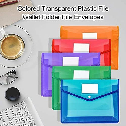 Fedus Document Holder Envelope Folder,File Storage Bag Withsnap Button Transparent Plastic File For Document File Holder/Documen
