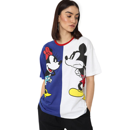Bewakoof Women Disney All Over Print Multicolor Short Sleeve Roundneck T-Shirt - XX-Large