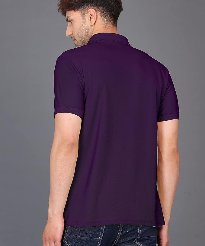 Baghadbillo MenS Regular Fit Solid Polo Half Sleeve T-Shirt Purple