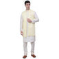 Jompers Mens Solid Kurta Pyjama Set With Woven Design Waistcoat Jacket