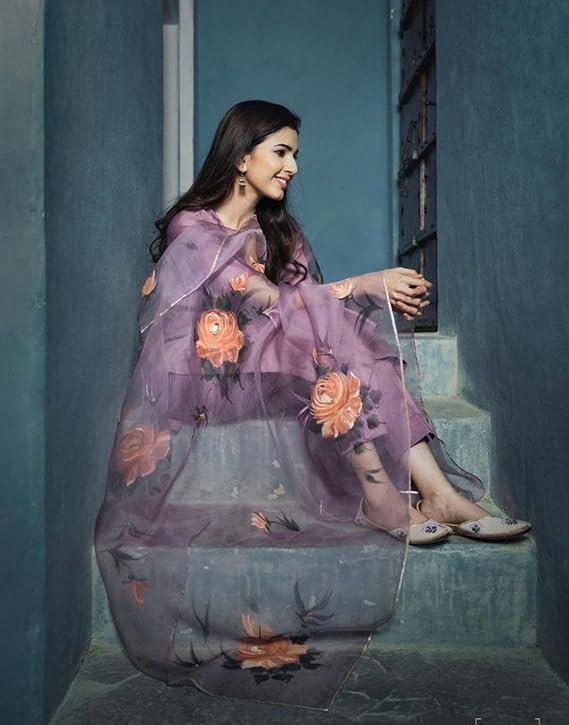 Patlani WomenS Full Stitched Solid Salwar Suits With Floral Printed Dupatta.